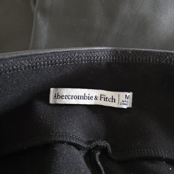 Abercrombie & Fitch Faux Leather Leggings Vegan Pants Women M Black Stretch - Picture 5 of 9